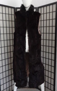 EXCELLENT BROWN SHEARED RABBIT & OPOSSUM FUR VEST WOMEN WOMAN SIZE 10 MEDIUM - Picture 1 of 1