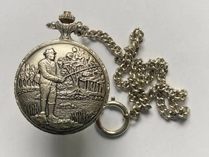 Josmar Taschenuhr Handaufzug mit Uhrenkette - Angler Design - Werk läuft - Picture 1 of 7