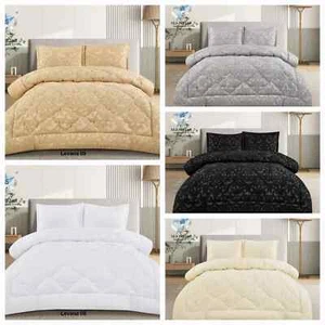 7pcs Quilted Jacquard Bedspread Quilted Comforter Bedding Set Pillows & Cushions - Picture 1 of 6
