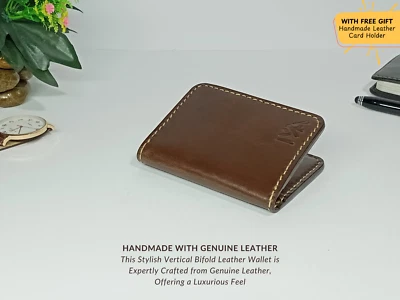 Handmade Genuine Vertical Wallet, Minimalist & Durable, Perfect for Daily Use - Image 1 of 4
