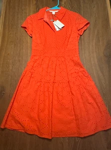 DIANE VON FURSTENBERG DVF Skylar Ocean Coral Eyelet Dress Size 4 Neu mit Etikett - Bild 1 von 6