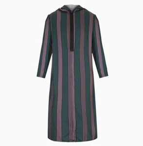 Muslim Clothing Long Sleeve Islamic Hooded Saudi Arab Kaftan Robe Striped Men - Picture 1 of 17