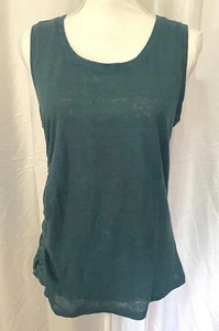 Athleta Damen Tanktop mit Rüschen seitlich Leinen Gr. XS grün ärmellos - Bild 1 von 5
