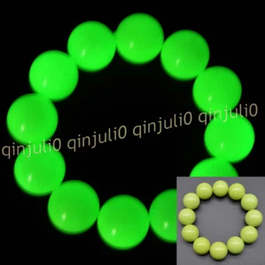 Nachtleuchtend riesig 20 mm grün Fluorit Edelstein Runde Perlen Elastisches Armband - Bild 1 von 5