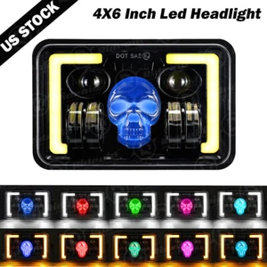 4x6" Motorcycle Skull LED Headlight Hi-Lo Beam H4 for YAMAHA TW200 DT 125 RE - Bild 1 von 21