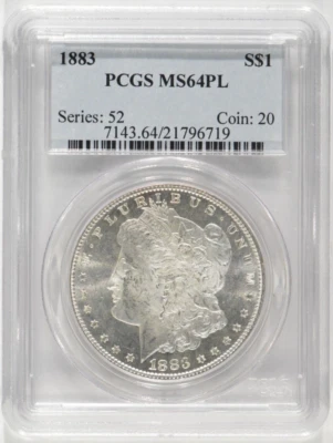 1883 Morgan Silver Dollar $1 PCGS MS64 PL Proof-Like 21796719 - Image 1 of 4