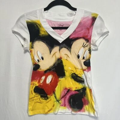 Футболка Disney размер XS/X-CH V-образным вырезом с принтом Mickey and Minnie Mouse 100% хлопок - Изображение 1 из 4