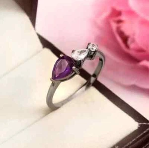 Amethyst Ring, Purple Amethyst Ring, Silver Sterling Ring, Handmade Ring - Picture 1 of 3