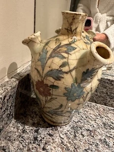 ANTIQUE Persian Glazed Polychrome Pottery Tulip Vase Excellent Condition - Picture 1 of 6