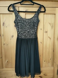 Ex Cond Topshop Motel Rocks Black Mini Dress Size XS Bronze Metallic Party - Picture 1 of 8