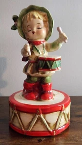 Vtg 1960’s Lefton 7660 Porcelain Drummer Boy Christmas Music Box Japan 7” Tall - Picture 1 of 6