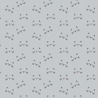 Tela Feline Drive DIVIRTIÉNDOSE Caras Felinas Gris - Cuarto Graso (18"x 22") FQ Foto 1 de 4