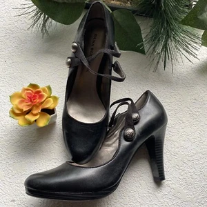 Dana Buckman Damenschuhe hochhackige schwarze Leder-Pumps Größe 7M - Bild 1 von 9