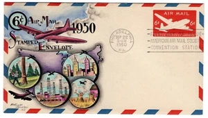 UC18 Airmail 6c Entire Dorothy Knapp Hand Painted 1950 FDC - VERY Scarce - Picture 1 of 2