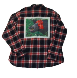 Burnside Button-Up Shirt Men's 3XL Black Red Plaid Pocket Outdoors Flannel Pig - Picture 1 of 9