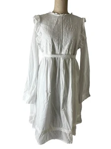 A Pea In The POD Women’s Size S White Cotton L/S Maternity Dress Lined Lace Trim - Picture 1 of 11