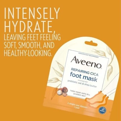 Aveeno Repairing CICA Foot Mask with Prebiotic Oat and Shea Butter, Moisturizing - Image 1 of 3