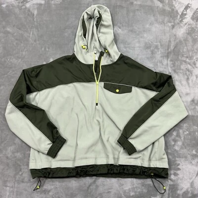 Athleta Jacket Womens Medium Green Fleece Windbreaker 1/2 Zip Hooded Lightweight - Image 1 of 4