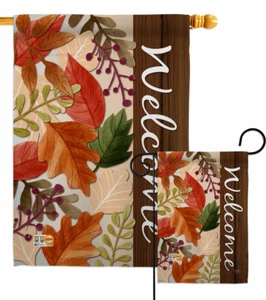 Hojas de otoño bandera jardín cosecha y otoño decorativo pequeño regalo patio casa pancarta - Imagen 1 de 17