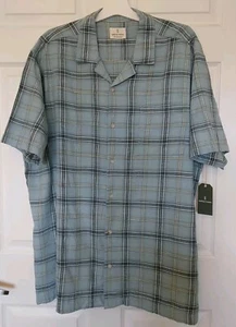 Neu mit Etikett blau kariertes Hemd, Knopfleiste Kurzarm Herren Größe 2XL von Mutual Weave Jcp - Bild 1 von 4