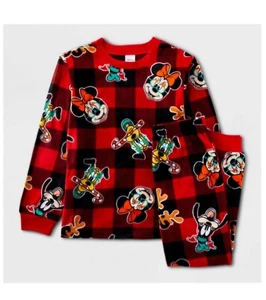 Mickey Mouse Buffalo Check Fleece 2 Peice Pajama Set Kids M (8) - Picture 1 of 1