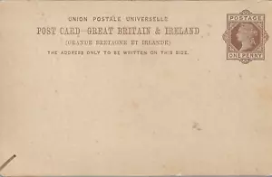 QUEEN VICTORIA 1d UPU UNUSED POSTCARD CIRCA 1890's MY REF 777 - Picture 1 of 1