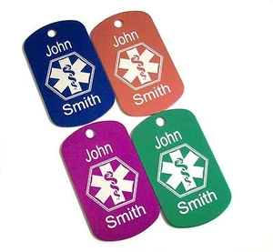 2 Medical Alert Engraved Medic Id Military Dog Tag Tags - Picture 1 of 1