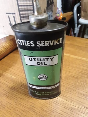SERVICIO DE CIUDADES OVALADAS DE COLECCIÓN TEMPRANA LATA DE ACEITE UTILITARIO DE 4 OZ/CAÑO DE PLOMO MUY EXPOSITOR Foto 1 de 4
