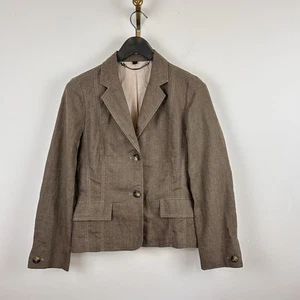 Boden Women's Linen Jacket Size 12 Light Brown Quiet Luxury Lagen - Picture 1 of 12