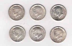 US Six (6x) 1964 SILVER Kennedy HALF DOLLARS in AU - UNC Condition!! - Picture 1 of 6