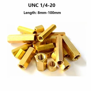 1/4-20 UNC Long Rod Coupling Hex Nuts Connector Brass Hex Connection Hexagon Nut - Picture 1 of 8