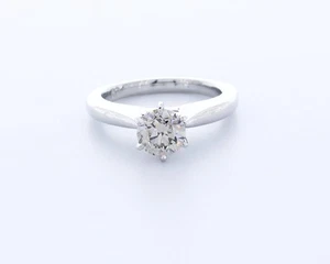 Anillo solitario clásico de platino de corte redondo I/SI1 de diamantes naturales de 1,0 quilates de 6 puntas - Imagen 1 de 4