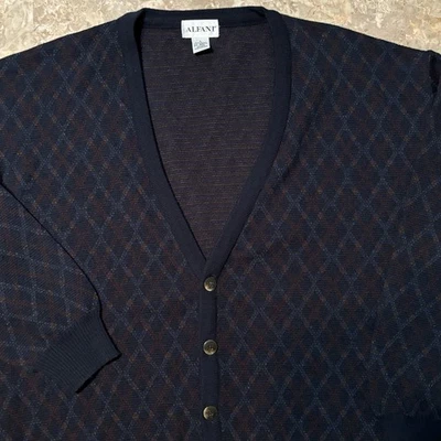 Cárdigan vintage Alfani para hombre grande púrpura Argyle diamante suéter preppy años 90 Foto 1 de 4