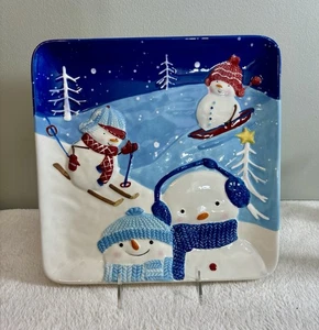 St. Nicolas Square Let it Snow 11" Square Serving Platter Tray - Picture 1 of 7