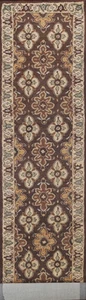Hand Tufted Brown Floral Runner Rug 3x19 Ft Oriental Wool Carpet Traditional Rug - Picture 1 of 11
