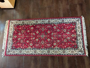 Teppichläufer Aus Indischer Schurwolle Vintage Handgeknüpft Ca 120cm - Bild 1 von 4