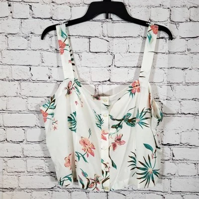 Camiseta sin mangas Levi's rosa y verde floral fauna abotonada talla XXL playera Foto 1 de 4