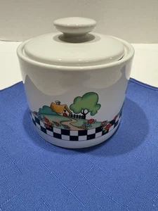 Mary Engelbreit Sakura At Home 1994 Home Sweet Home Lidded Sugar Bowl Dish - Picture 1 of 8