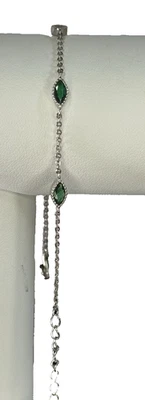 Pulsera Esmeralda Creada Plata de Ley Ajustable 6.5-8.5" Foto 1 de 4