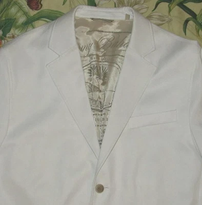 TOMMY BAHAMA Ivory Silk Rayon Blend Blazer Jacket Large - Image 1 of 4