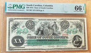 *PERFECTION* $20 1872 COLUMBIA, SOUTH CAROLINA PMG SUPERB GEM 66EPQ - Picture 1 of 2