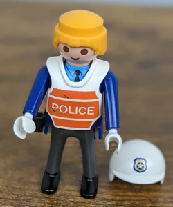 Playmobil Police Officer Figure 1997 Geobra Vintage Police Vest Helmet - Picture 1 of 7