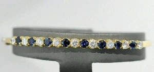 5 Karat Simulierte Blauer Saphir & Diamant Armreif Armband IN 14K Gelb Vergoldet - Bild 1 von 7