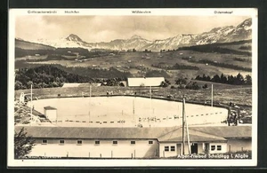 AK Scheidegg i. Allgäu, Alpen-Freibad mit Widderstein, Didamskopf und Hochifen - Picture 1 of 2