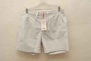 NWT Orlebar Brown sky blue stripe Hannes shorts 36 drawstring 100% cotton - Picture 1 of 4