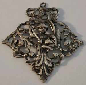 Colgante De Colección Plata Esterlina Figura CHERUB BOY Neoclásico DOLPHIN 2 5/8" - Imagen 1 de 7