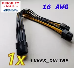 PCI-E 8-Pin To 6+2-Pin Splitter Cable Wire Adapter | Crypto Mine GPU | 16 AWG - Picture 1 of 6