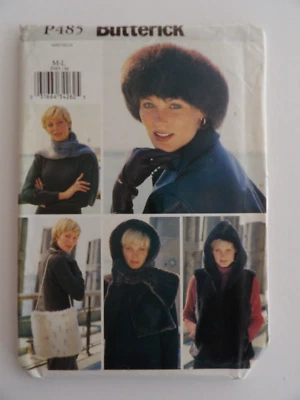 Butterick P485 Vest, Headwrap, Headband, Scarf & Bag Size M-L UNCUT Pattern 3311 - Image 1 of 3