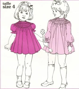 1982 Grace Knott Girls Peasant Dress English Smocking Pattern S4 - Picture 1 of 3