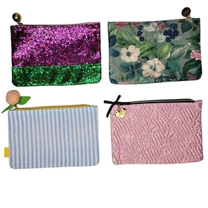 Ipsy NEW cosmetic makeup bags. no makeup included. pink, glitter, peach, floral - Picture 1 of 6